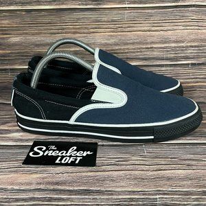 Converse You Men's Custom Navy Blue Black Slip On Shoes